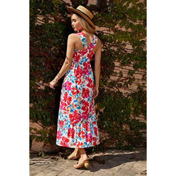 2024 Women's Floral Maxi Dress Halterneck Flowy Multicolor