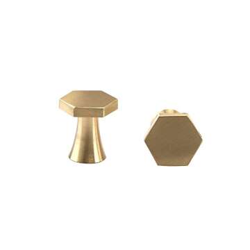 Cabinet Knob, Knobs for Drawers,Brass, Hexagon, Pack of 4,Cristmas Gift