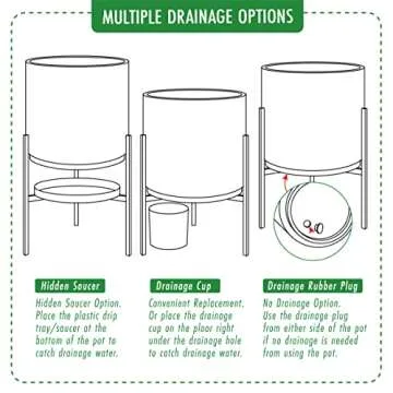 D'vine Dev Modern Black Plants Pot Cylinder Planter with Heavy Duty Stand, X-Large 14 Inch Pot, 19.6 Inch with Stand Height, 96-T-2-XL