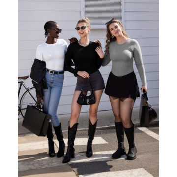 Stylish MANGOPOP Black Long Sleeve Bodysuit for Women