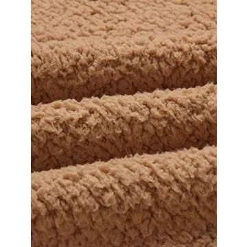 SHIBEVER Women's Jacket Lapel Fleece Fuzzy Faux Shearling Shaggy Coats Long Sleeve Winter Sherpa Zipper Teddy Outwear Camel L