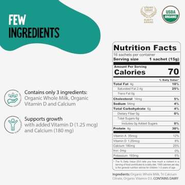 Voyager Toddler Milk On The Go, Organic Powder for Kids