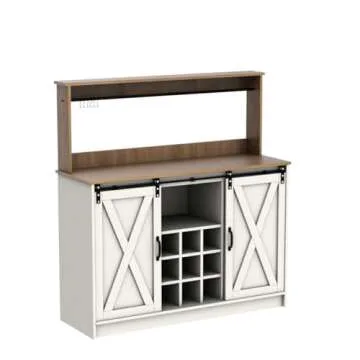 Farmhouse Coffee Bar Cabinet with 9 Racks