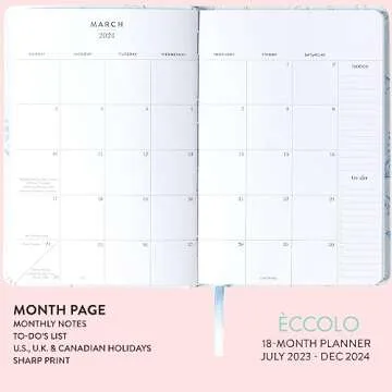 2023-2024 Eccolo Designer 18 Month Academic Agenda Planner, Monthly & Weekly Pages (5.25 x 7.75")