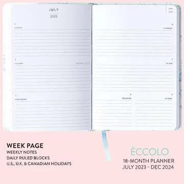 2023-2024 Eccolo Designer 18 Month Academic Agenda Planner, Monthly & Weekly Pages (5.25 x 7.75")
