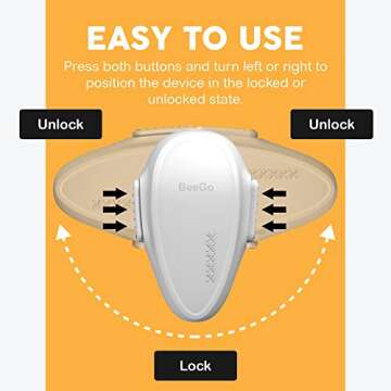 BeeGo® Oven Lock - No-Drill, Heat-Resistant, Self-Adhesive Durable & Easy to Install Oven Safety Locks for Toddlers, Baby proofing Doors, White