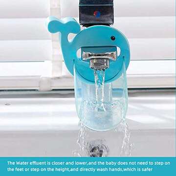 Faucet Extender 2PCS, Blue & Pink Bathroom Extension Spout Accessories, Faucet Extender Sink for Kids Adapter Easy Assembly for Kitchen Cartoon Crab Faucet Cover