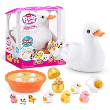 Pets Alive Mama Duck Surprise: Interactive Waddling Duck Toy with 4 Surprise Eggs and Cute Baby Duck...