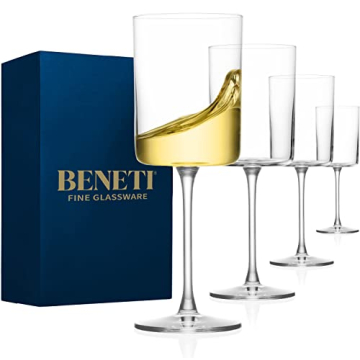 BENETI Square Wine Glass Set of 4 - Elegant and Durable
