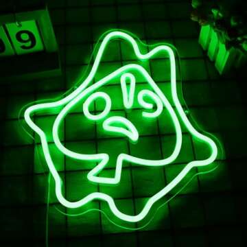 Zelda Led Neon Signs Korok Leaf Mask Neon Sign (Green) USB Powered Zelda Wall Art Decor for Video Game Room Living Room Kid Bedroom Gift for Friends Kids Partners 13 * 13.7 in