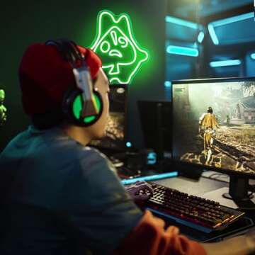 Zelda Led Neon Signs Korok Leaf Mask Neon Sign (Green) USB Powered Zelda Wall Art Decor for Video Game Room Living Room Kid Bedroom Gift for Friends Kids Partners 13 * 13.7 in