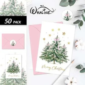 Whaline Merry Christmas Gold Foil Greeting Cards Set