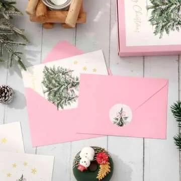 Whaline Merry Christmas Gold Foil Greeting Cards Set