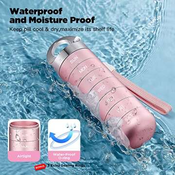 Zannaki Metal Travel Pill Organizer, Portable Waterproof Weekly Pill Box, Large Aluminum Alloy Container, BPA Free 7 Day Daily Medicine Organizer Holder for Vitamin, Fish Oil, Supplement