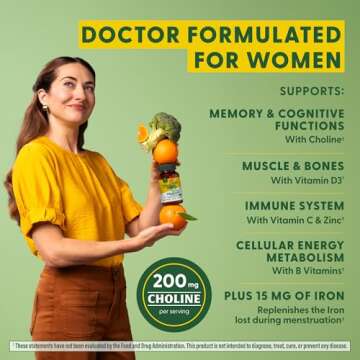 MegaFood Women's Advanced Multivitamin for Women - Doctor-Formulated With Iron, Choline, Vitamin D, Vitamin C & Zinc - Brain Health - Immune Support - Non-GMO - Vegetarian - 60 Tabs (30 Servings)
