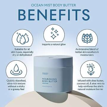 SEACRET OCEAN MIST BODY BUTTER: Hydrating Body Moisturizer Cream with Shea and Cocoa Butter, Vitamins E & C, and Dead Sea Minerals for All Skin Types, 8.5 FL. OZ, Ocean Mist