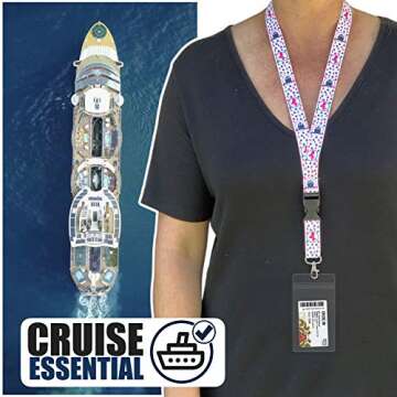 Cruise Lanyards with ID Holder [2 Pack] Mermaid & Navy Cruise Ship Design for Ship Key Cards [White & Blue] in 2024 & 2025