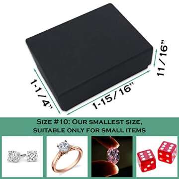 TheDisplayGuys - 100-Pack #10 Cotton Filled Cardboard Paper Jewelry Boxes Gift Case - Matte Black (1...