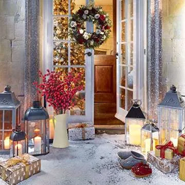 Lvydec 4 Pack Red Berry Stems for Holiday Decor