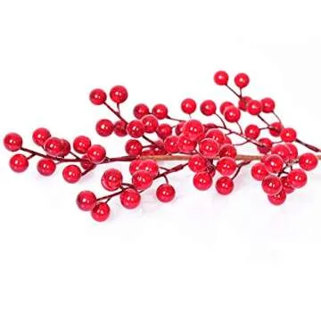 Lvydec 4 Pack Red Berry Stems for Holiday Decor