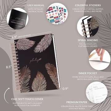 PLANBERRY Weekly Planner Premium – Undated Life Organizer & Budget Planner – Time Management, Go...