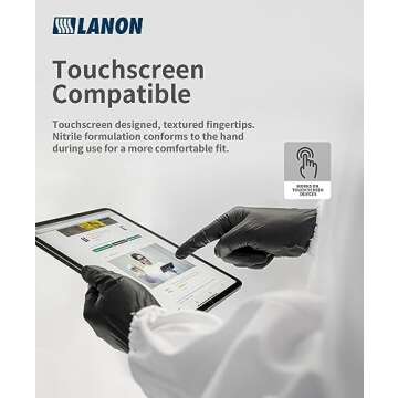 LANON 6-mil Black Nitrile Disposable Gloves, Food-Safe, Powder-Free, Heavy-Duty, Textured Fingertips, Latex-Free, Small