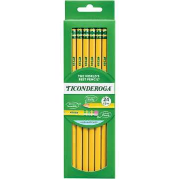Ticonderoga 24 Unsharpened HB Yellow Pencils