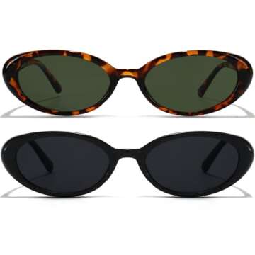 GFUIARA Oval Sunglasses UV400 Protection Fashion 90s Style