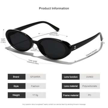 GFUIARA Oval Sunglasses UV400 Protection Fashion 90s Style