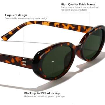 GFUIARA Oval Sunglasses UV400 Protection Fashion 90s Style