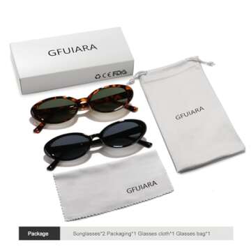GFUIARA Oval Sunglasses UV400 Protection Fashion 90s Style