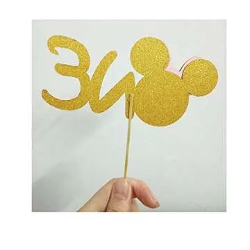 First Birthday Pink Gold Glitter Cake Topper for Celebrations