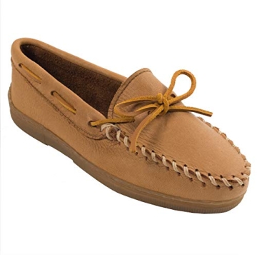 Minnetonka Women's Moosehide Classic Slip-On - Natural Comfort & Style