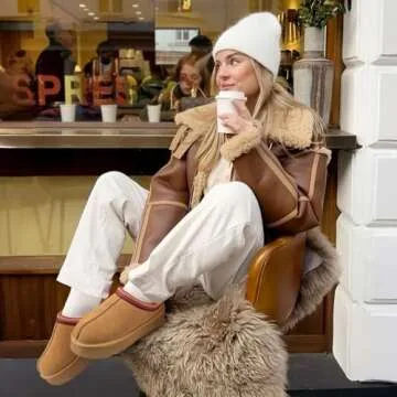 Tanamo Platform Slippers Women Ultra Mini Boots Ladie Shoes Outdoor Indoor Short Ankle Fur Fleece Fuzzy Cozy Fluffy Lining Comfortable Memory Foam