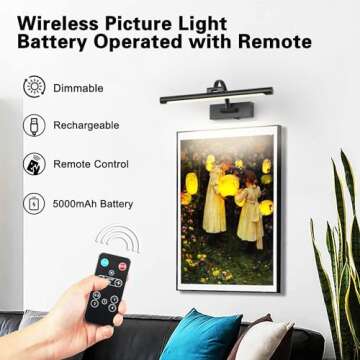 DESOOP Battery Operated Picture Light with Remote Control