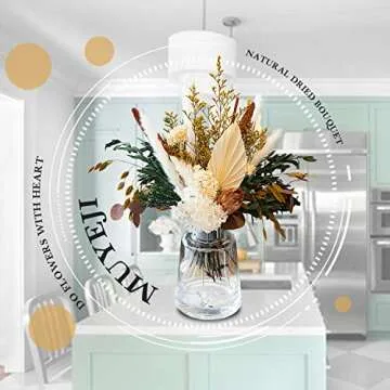 MUYEJI Natural Dried Flower Bouquet, Dried Flowers for Vase, Fall Winter Flower Decor, Preserved Plants Pampas Grass Eucalyptus Floral Arrangements for Table Centerpiece, Boho Home Wedding Decorations