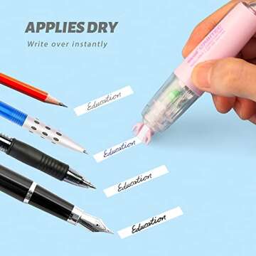 CRIOUFOX Refillable White Out Correction Tape, Retractable White Out Tape with 360° Rotatable Head, 4Pcs Flexible Tear-Resistant White-out, Cylindrical Cute White Out, White Out for Office