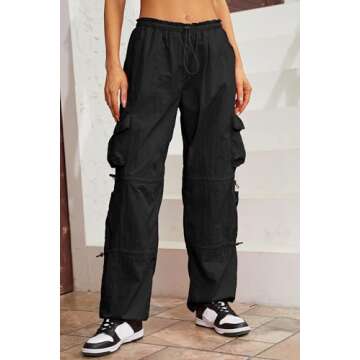 QYANGG Women's Y2K Baggy Parachute Pants with Pockets