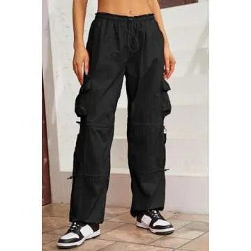 QYANGG Women's Y2K Baggy Parachute Pants with Pockets