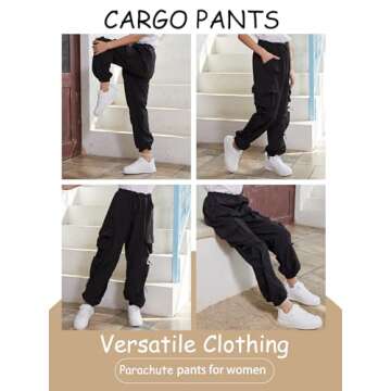 QYANGG Women's Y2K Baggy Parachute Pants with Pockets