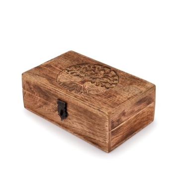 Handmade Mango Wood Tree of Life Keepsake Box