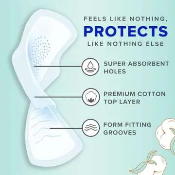 Always Pure Cotton Feminine Pads for Women, Size 2, Heavy Flow, with Wings, unscented, 34 CT