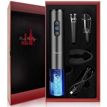 Flauno Electric Wine Opener Rechargeable, 6 in 1 Premium Wine Gifts with Elegant Gift Box, Foil Cutt...