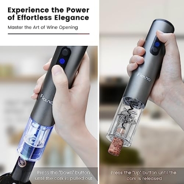 Flauno Electric Wine Opener Rechargeable, 6 in 1 Premium Wine Gifts with Elegant Gift Box, Foil Cutter, Vacuum Wine Stopper, Wine Aerator Pourer, USB C Charger