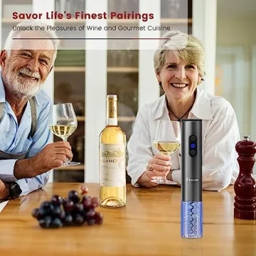 Flauno Electric Wine Opener Rechargeable, 6 in 1 Premium Wine Gifts with Elegant Gift Box, Foil Cutter, Vacuum Wine Stopper, Wine Aerator Pourer, USB C Charger