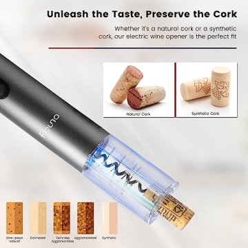 Flauno Electric Wine Opener Rechargeable, 6 in 1 Premium Wine Gifts with Elegant Gift Box, Foil Cutter, Vacuum Wine Stopper, Wine Aerator Pourer, USB C Charger