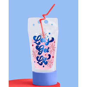 Festive Fourth of July Drink Pouches - 16 Count Set