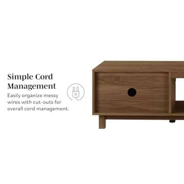 Walker Edison Walton Modern Fluted-Door Low Stand for TVs up to 80 Inches, 70 x 15.75 x 16 inches, Mocha