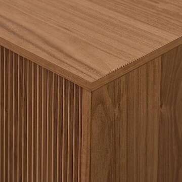 Walker Edison Walton Modern Fluted-Door Low Stand for TVs up to 80 Inches, 70 x 15.75 x 16 inches, Mocha