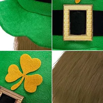 iGeeKid Leprechauns Hat With Beard for St. Patrick's Day